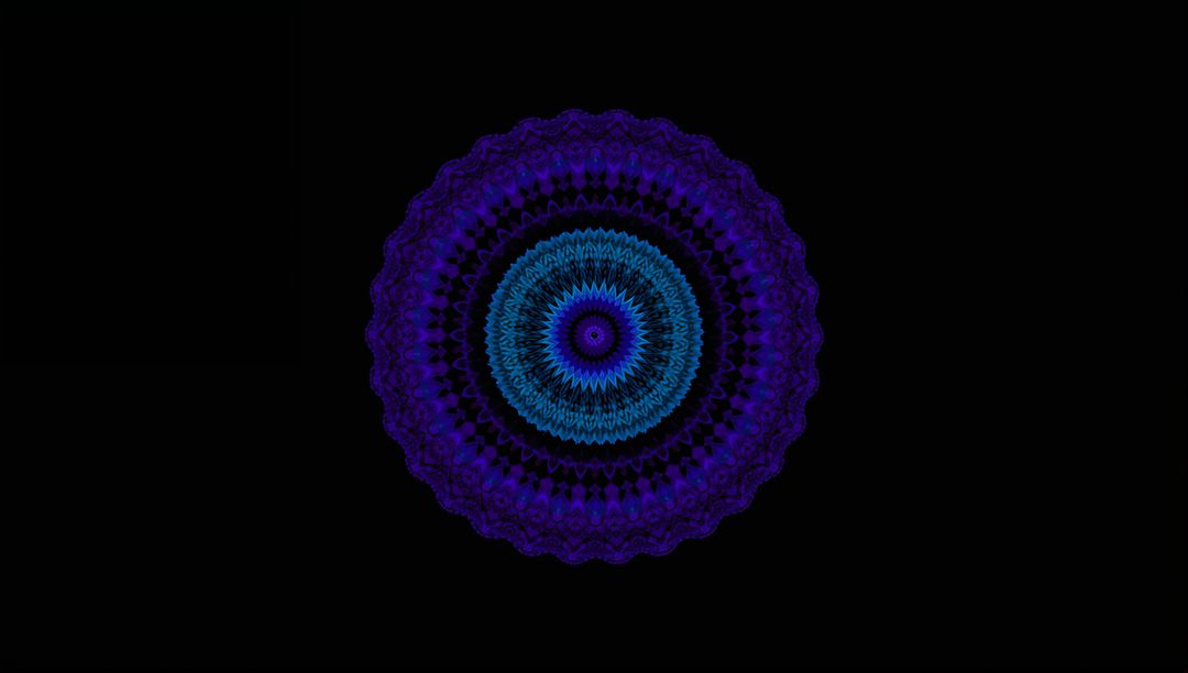 Mesmerizing Digital Fractal Mandala Art in Blue and Purple