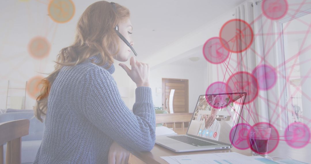 Woman Communicating Online with Digital Network Interface