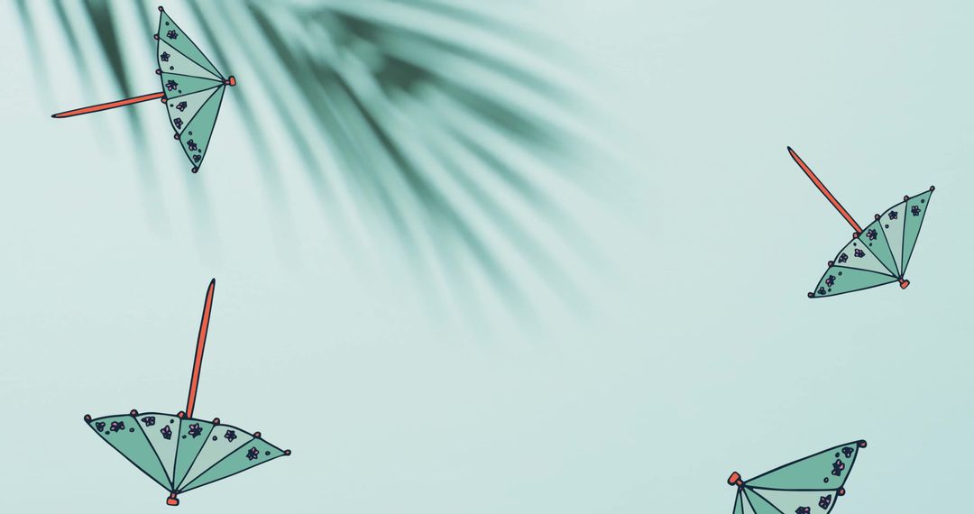 Falling Cocktail Umbrellas Over Subtle Palm Shadows