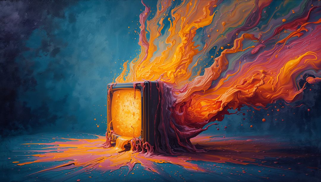 Surreal Melting CRT TV Lava Flow Abstract Bright Palette