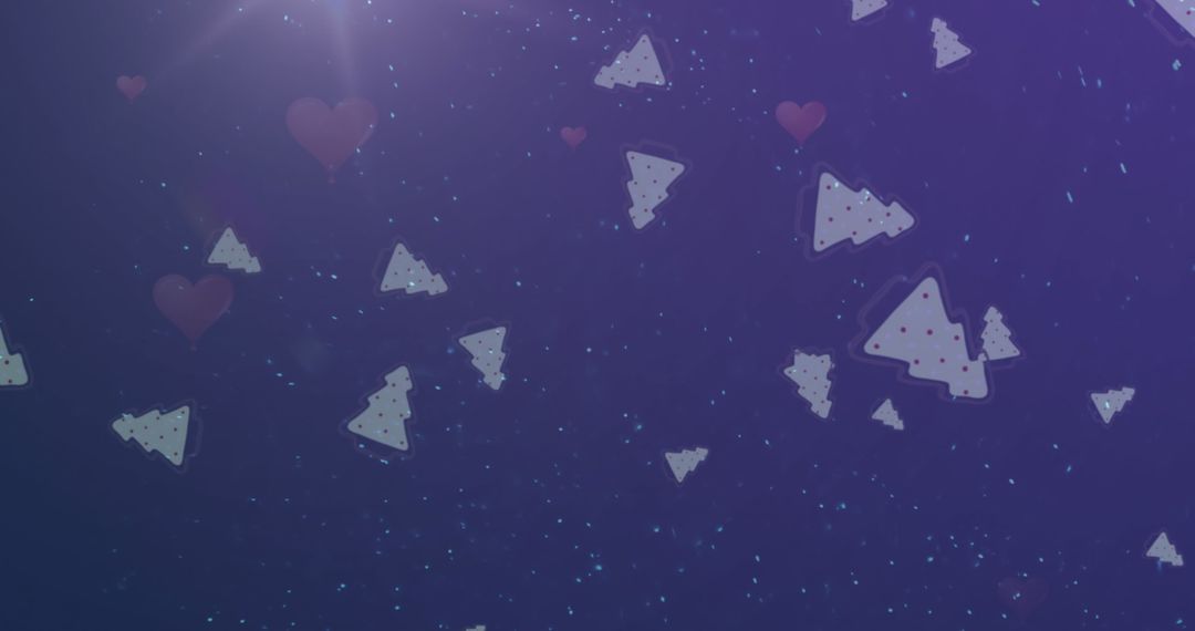 Digital Christmas Trees with Snowflakes on Purple Background