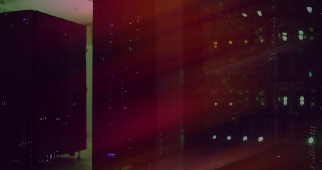 Data Processing in Modern Server Room with Digital Effects
