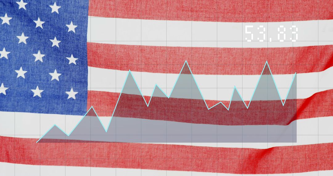 Stock Market Trends Overlaid on American Flag Symbolizing US Economy - Free Images, Stock Photos and Pictures on Pikwizard.com