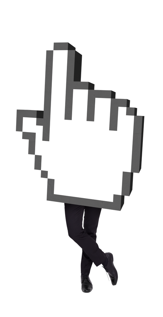 Man Holding Transparent Giant Cursor Icon - Download Free Stock Images Pikwizard.com