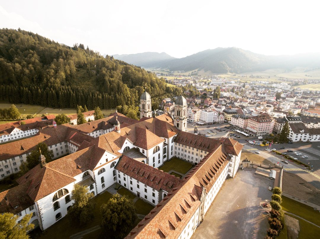 Aerial View of Ettal Abbey Monastery and Village in Germany - Free Images, Stock Photos and Pictures on Pikwizard.com