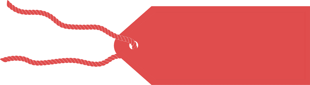 Transparent Red Label with Rope Detail on Isolated Background