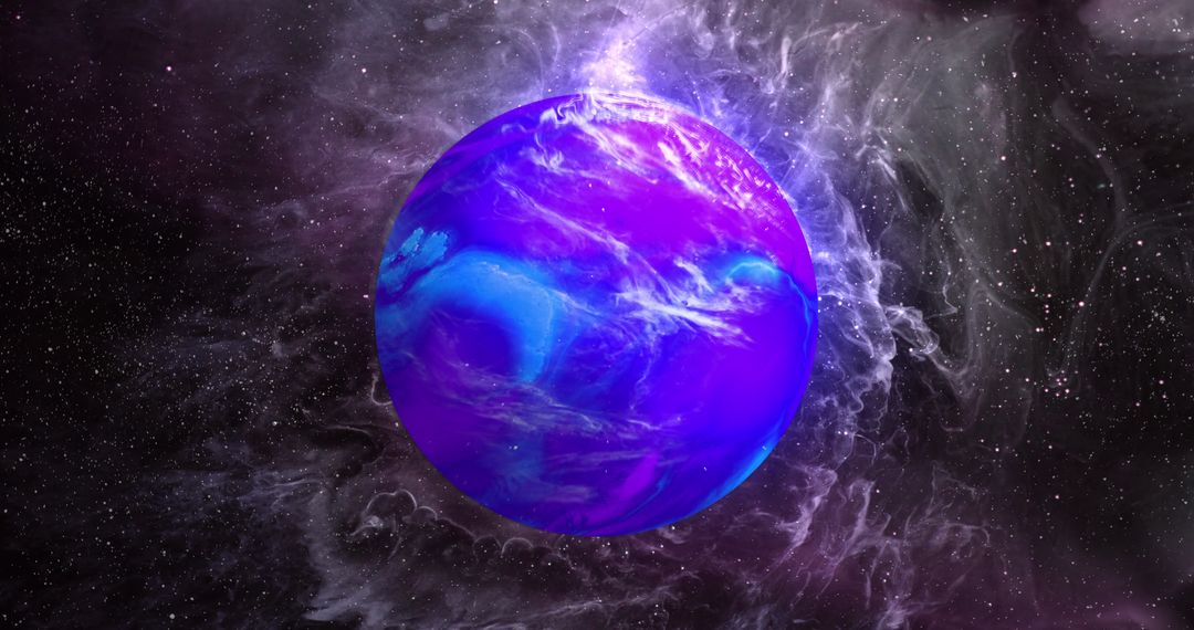 Vibrant Blue Planet in Mysterious Violet Galaxy - Free Images, Stock Photos and Pictures on Pikwizard.com