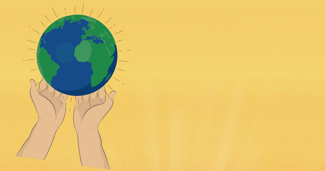 Hands Holding Globe on Yellow Background Illustrating Global Care