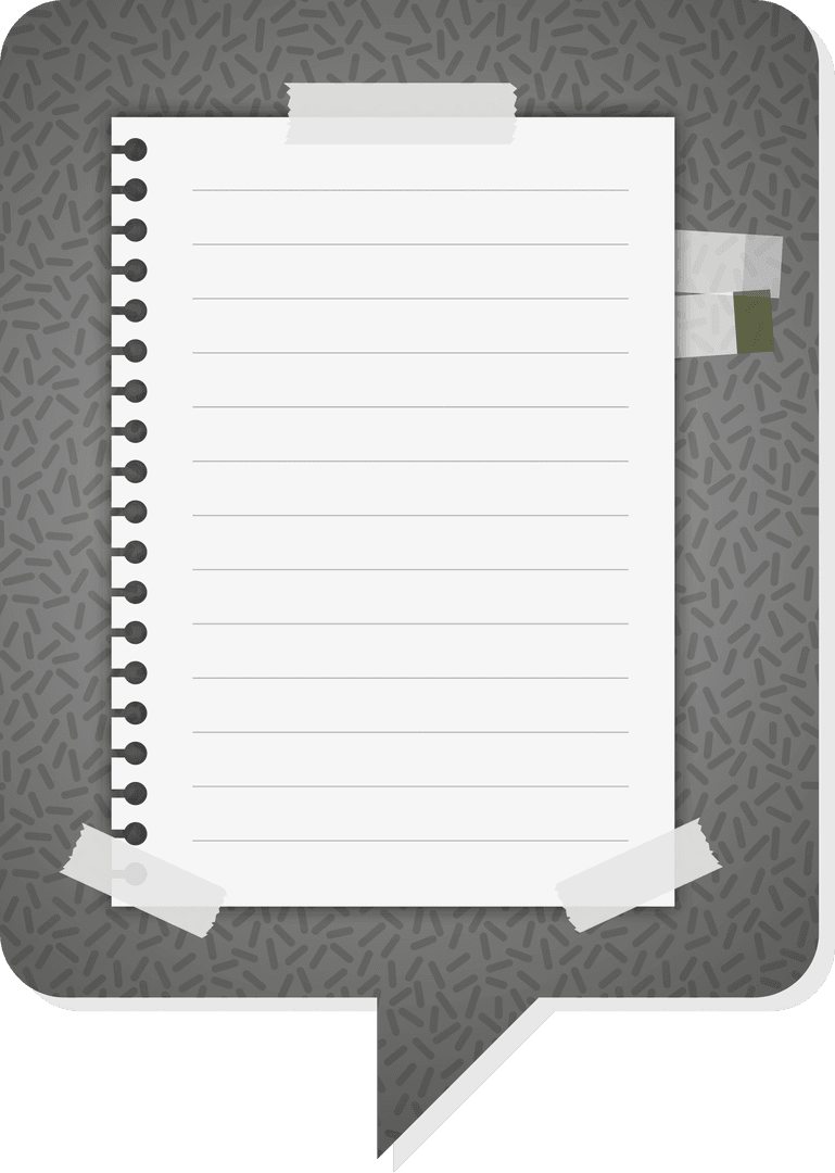 Transparent Speech Bubble with Lined Paper and Tape