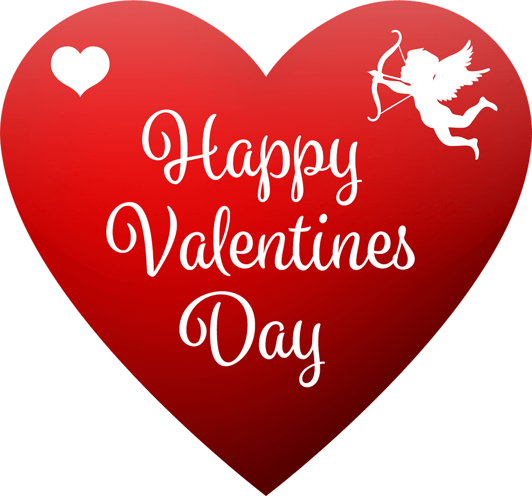 Valentine's Day Heart with Cupid on Transparent Background