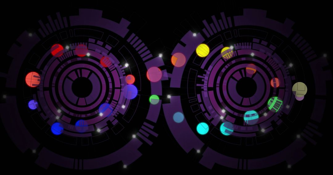 Digital Interface Abstract with DNA Strand and Colorful Lights