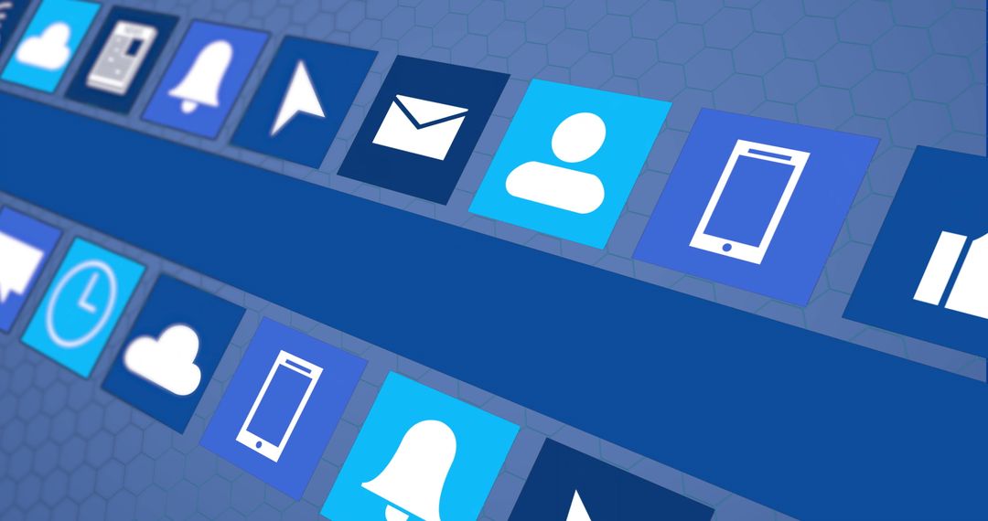 Digital Interface with Blue Themed Data Icons and Network Connectivity - Free Images, Stock Photos and Pictures on Pikwizard.com