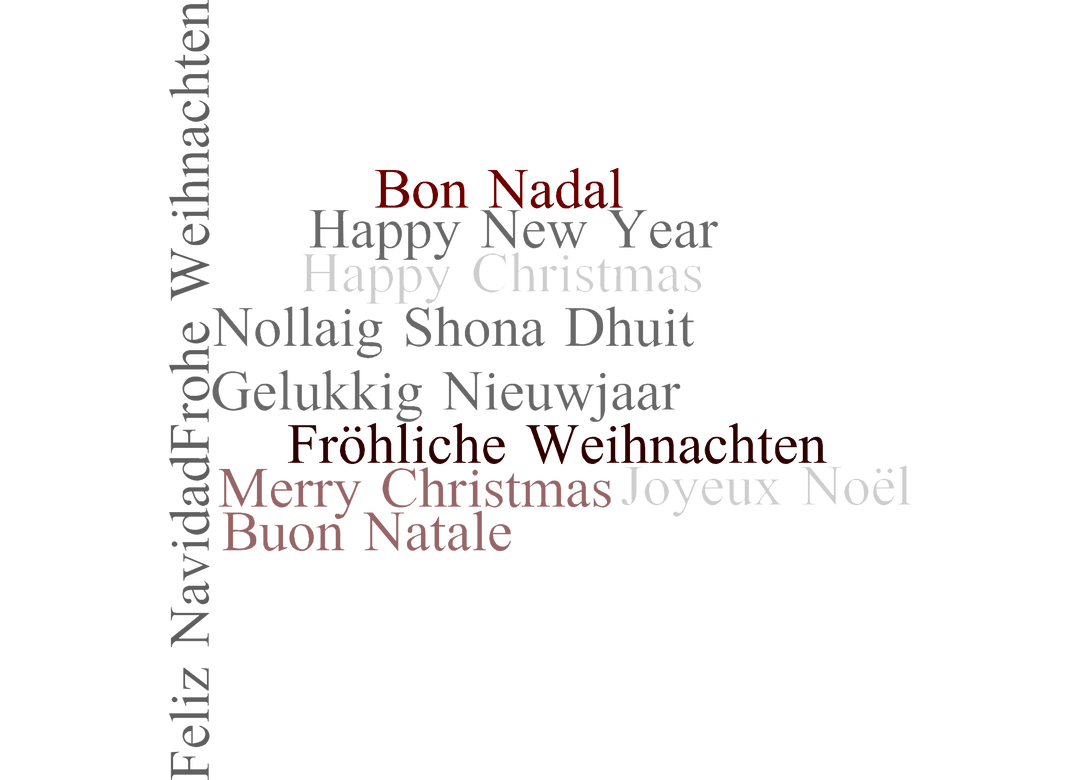 Multilingual Happy New Year Text on Transparent Background Vector