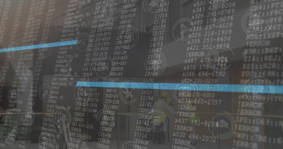 Futuristic Digital Data Display in Modern Workplace