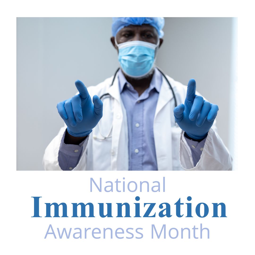 Doctor Promoting National Immunization Awareness Month with Focus - Download Free Stock Templates Pikwizard.com