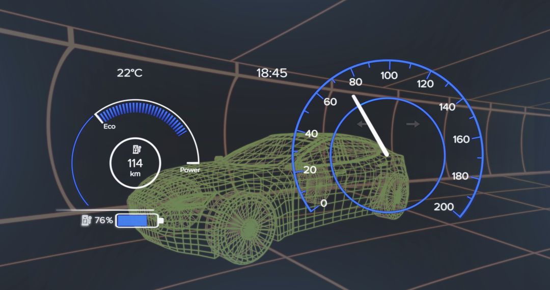 3D Car Model with Digital Speedometer Interface