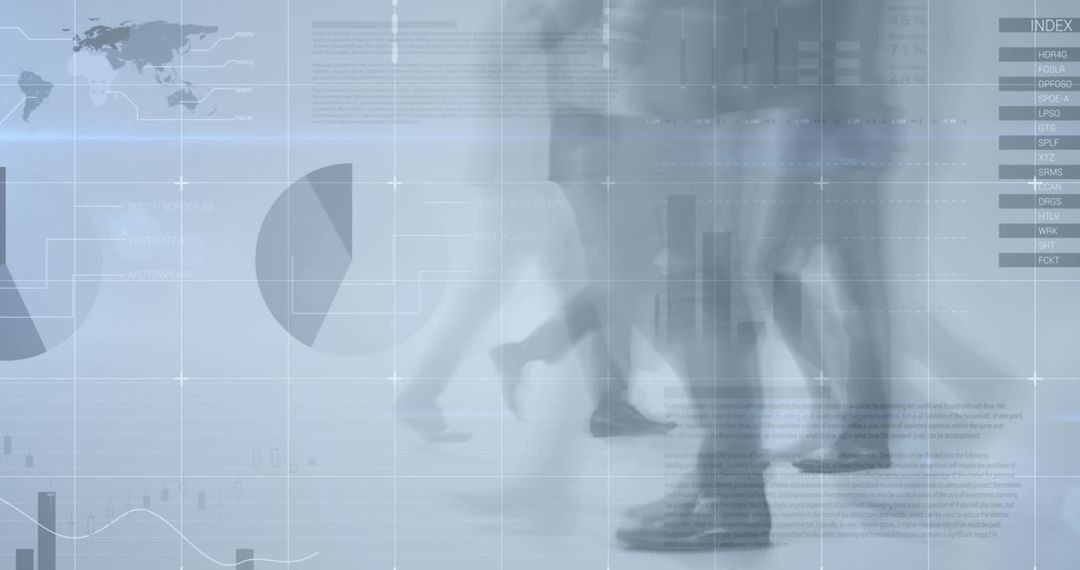 Abstract Businesspeople Overlaid with Financial Interface