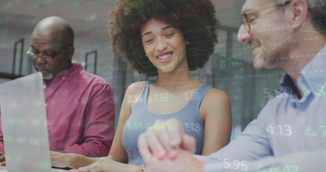 Collaborative Business Team Discussing Stock Market Data