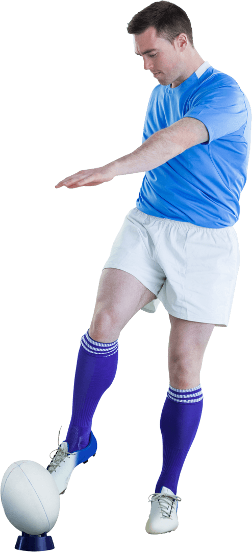 Transparent Rugby Player Preparing Drop Kick Precision