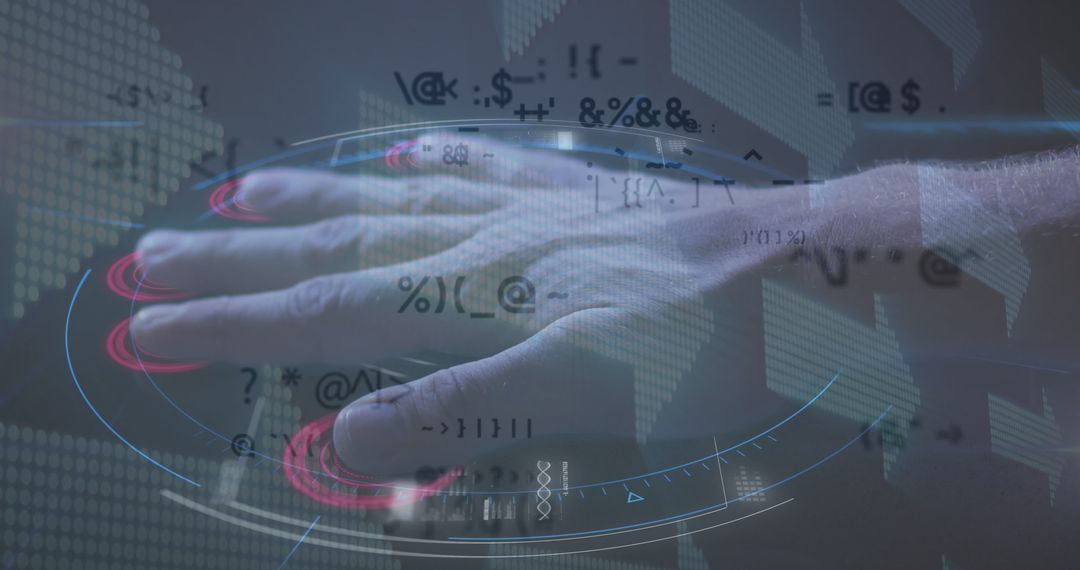 Hand Scanning Biometric Screen with Digital Data Overlay