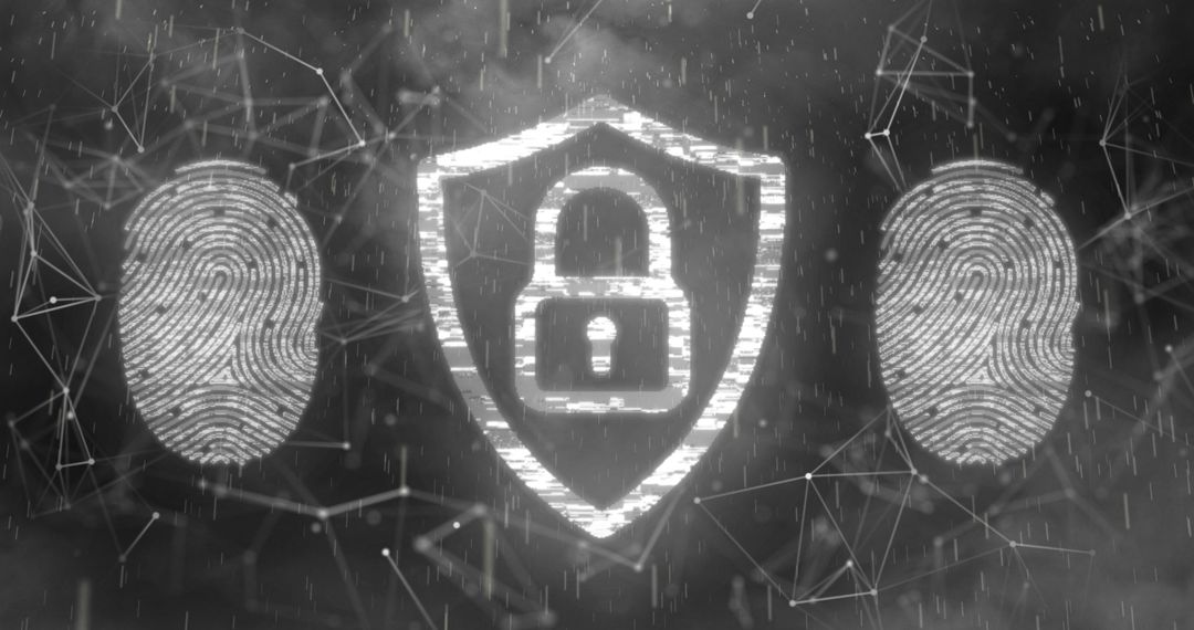 Cybersecurity Concept with Biometric Encryption and Network Security