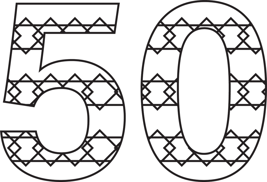 Number 50 with Geometric Pattern on Transparent Background
