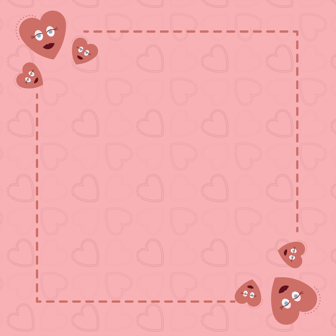 Cute Hearts on Pink Transparent Background Vector Card Design