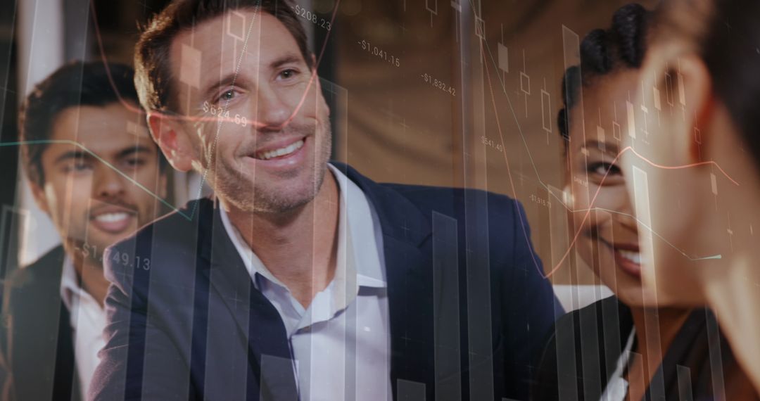 Diverse Team Collaborating in Office on Financial Data Analysis