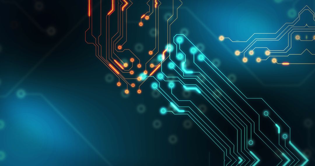 Futuristic Circuit Board with Neon Glowing Lines