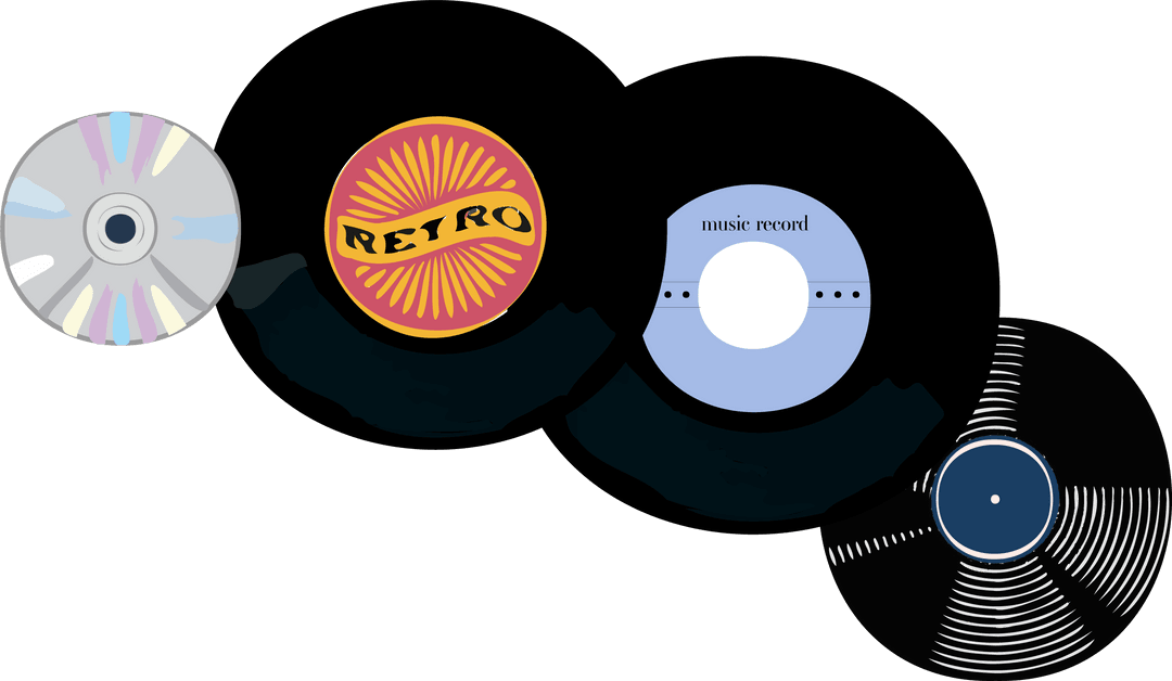 Transparent Background with Retro Audio Discs Design