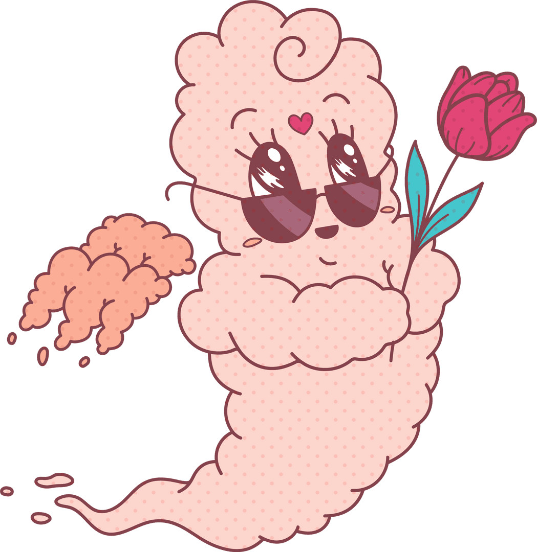 Whimsical Cotton Candy Character on Transparent Background