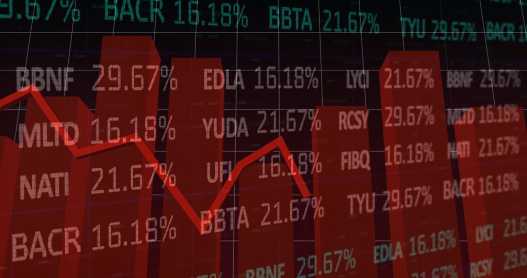 Dynamic Financial Data Display with Declining Graph Visualization