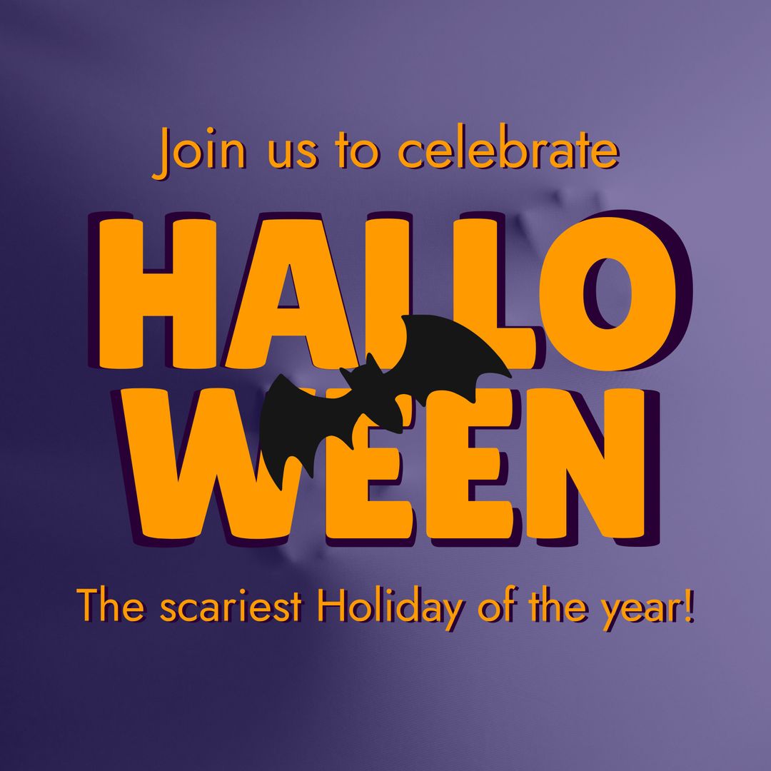 Spooky Halloween Invitation with Bat Illustrations