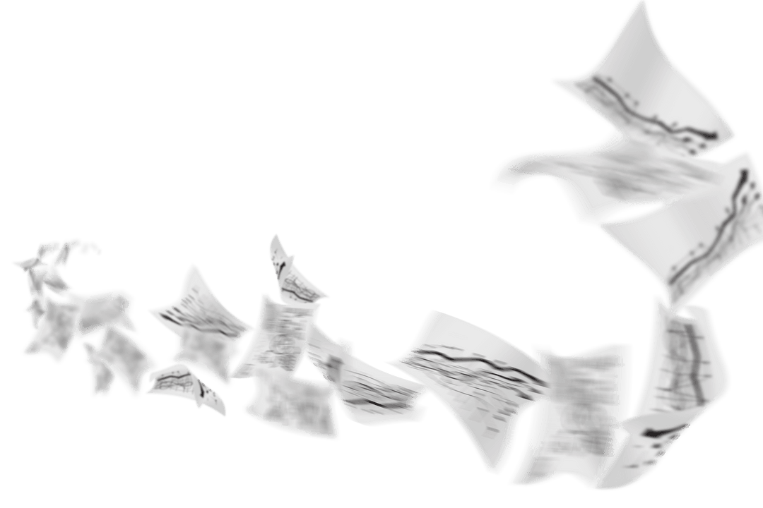 Falling Papers on Transparent Background for Dynamic Design