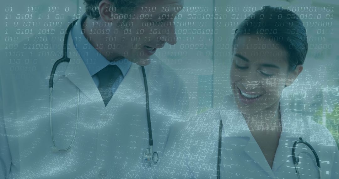 Doctors Collaborating with Digital Healthcare Technology