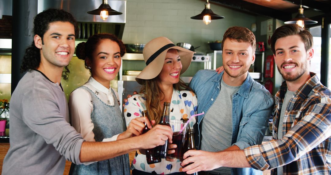 Young Adults Celebrating Casual Meetup in Cafe