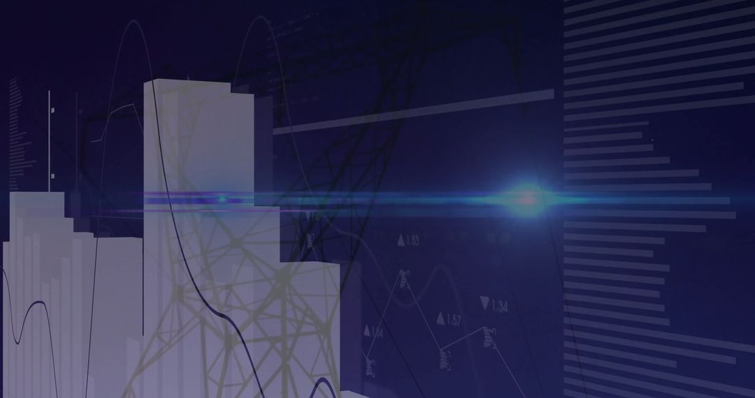 Futuristic Data Visualization with 3D Bar Charts and Lens Flare