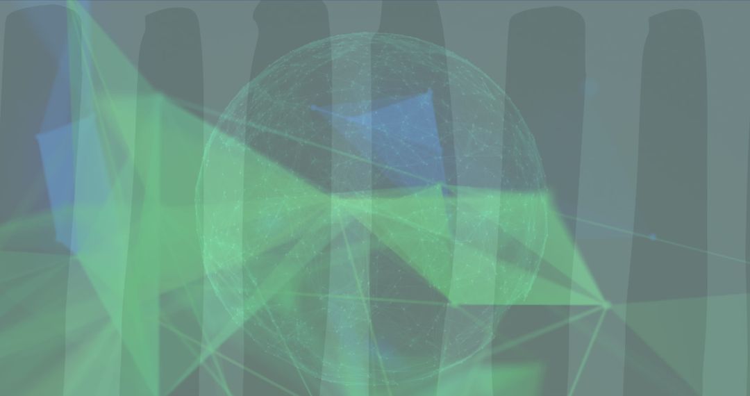 Futuristic Network Globe with Abstract Geometric Shapes