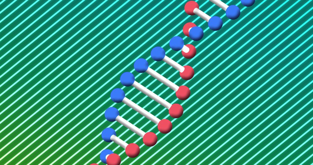 Abstract DNA Strand with Vibrant Striped Background