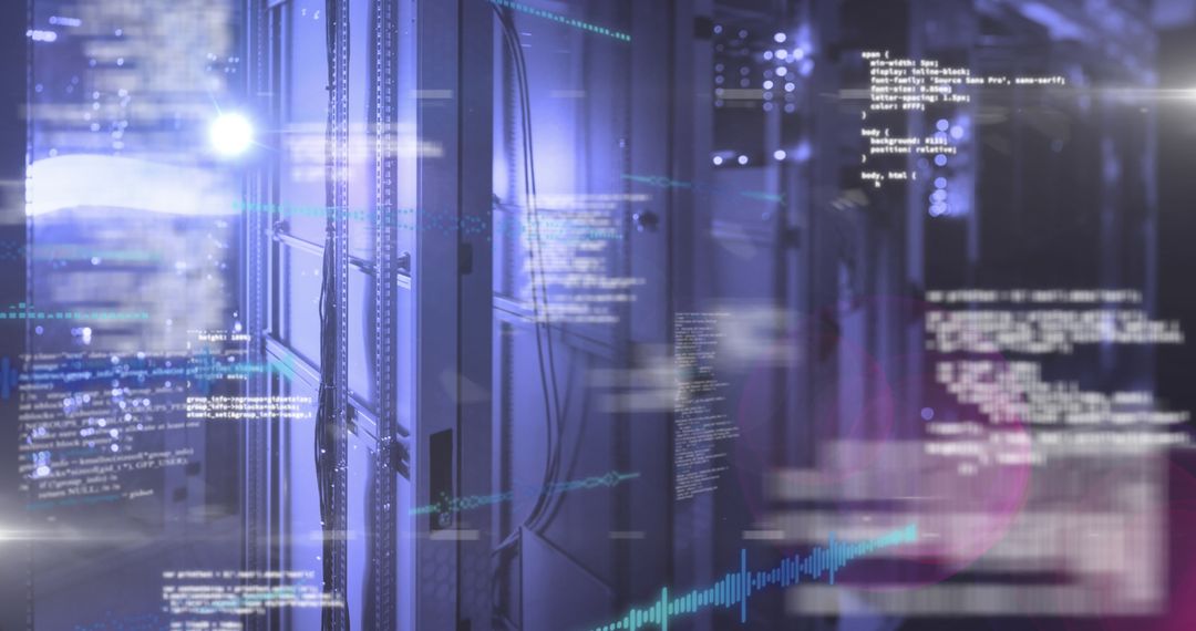 Digital Interface Overlay on Modern Data Processing Center