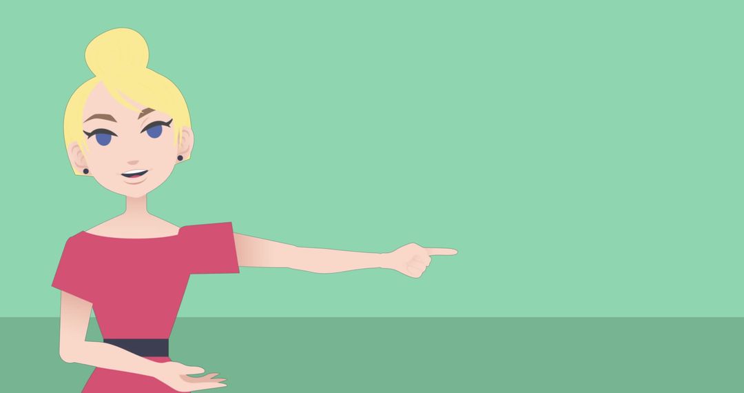 Animated Female Teacher Pointing at Copy Space