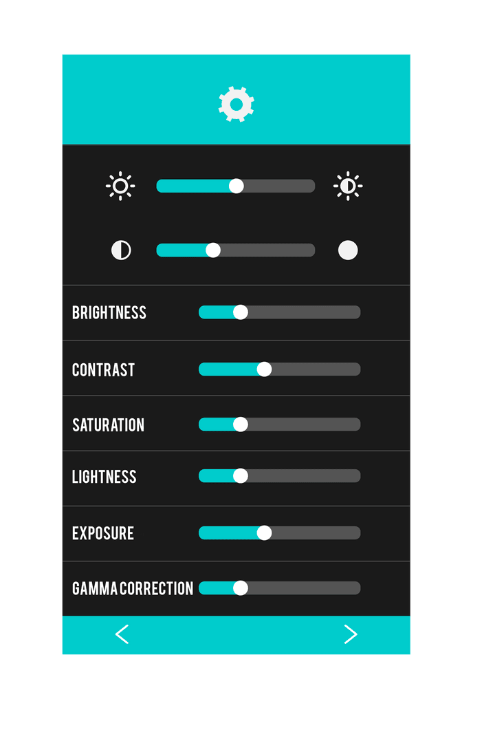 Digital Screen Settings Interface on Transparent Background