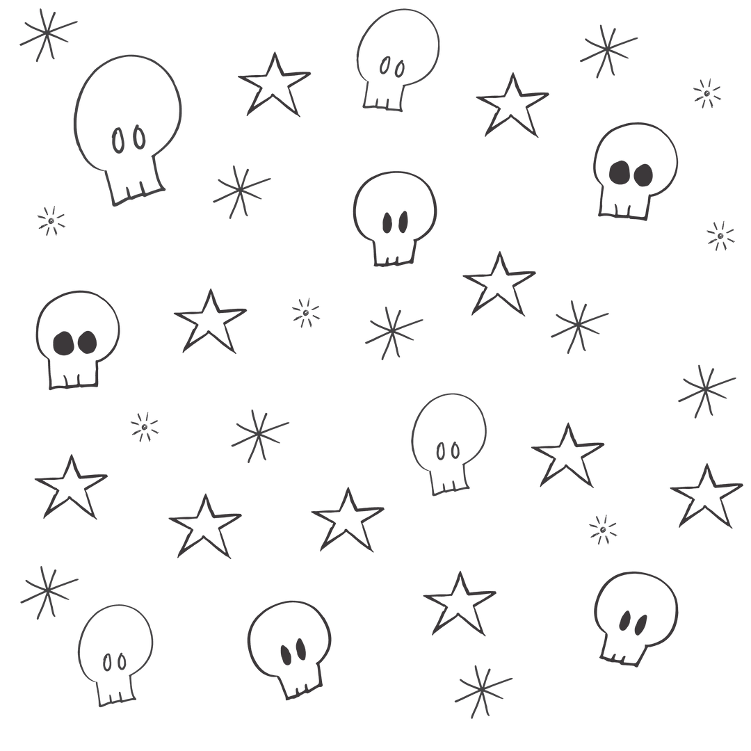 Fun Repeated Skulls Stars Transparent Background Graphic