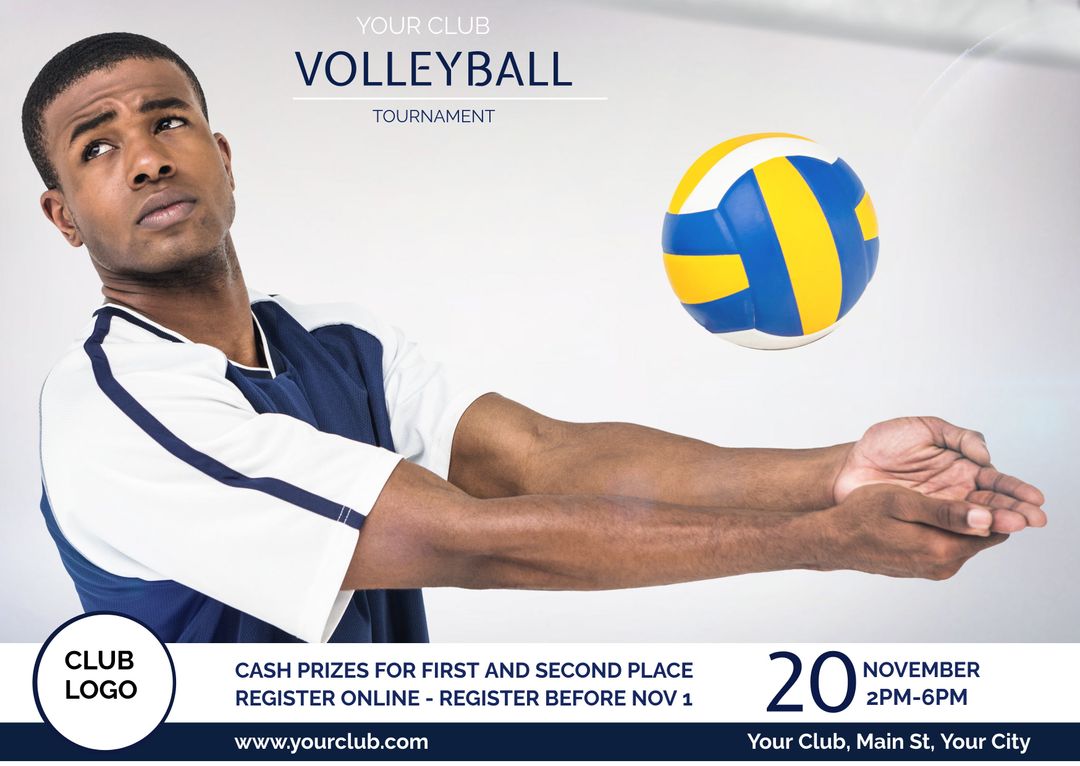 Image of determined athlete ideal for volleyball events and sports