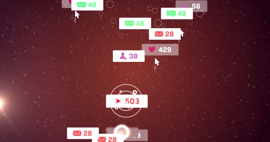 Social Media Engagement Concept with Floating Icons and Cursors