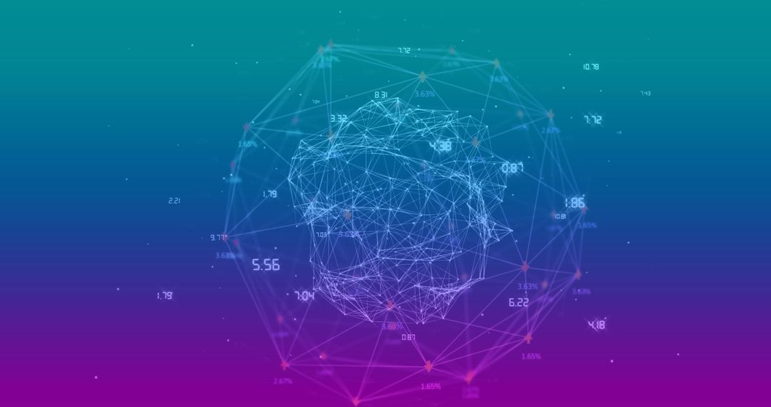Futuristic Network Grid with Numerical Data Overlay