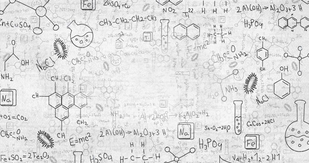 Seamless Flow of Chemical Formulas and Diagrams on White Background - Free Images, Stock Photos and Pictures on Pikwizard.com