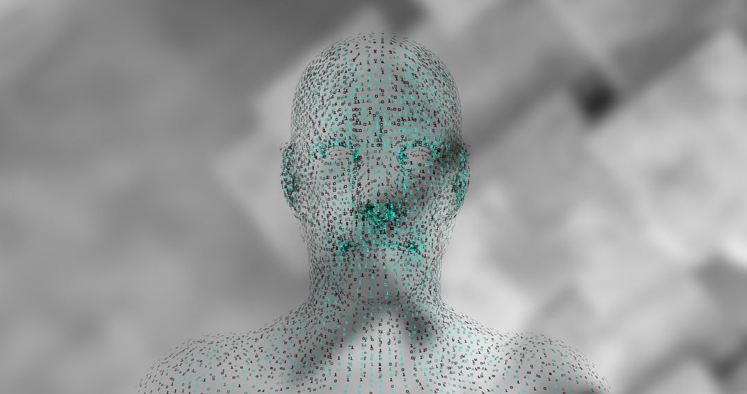 Abstract Digital Human Head with Dynamic Flowing Data