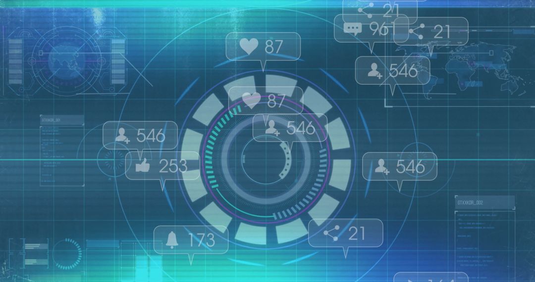 Futuristic Digital Dashboard with Social Media Metrics