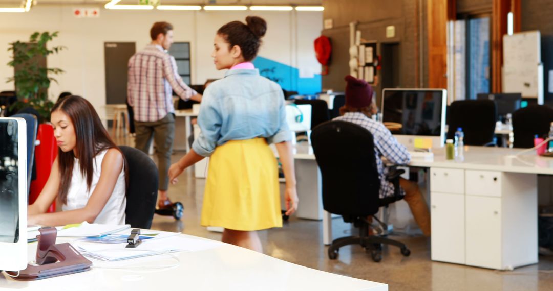 Modern Office Environment with Diverse Team Collaborating